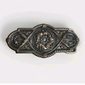 Western Floral Scroll Brass Belt Buckle Cowgirl Cowboy Vtg 3.5 In × 1.5 In